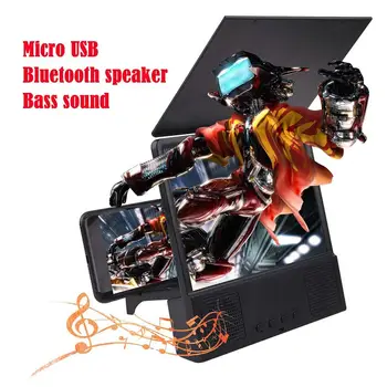 8,5 Inchi Ecran de Telefon Lupa Difuzor Bluetooth HD Lupa Stand Portabil Telefon Proiector mobil Telefon Mobil