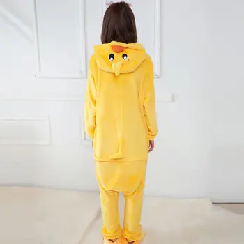 Costum De Halloween Cosplay Anime Kigurumi Adult Rață Onesies Salopeta Cald Cu Gluga Pijamale Pentru Femei Barbati