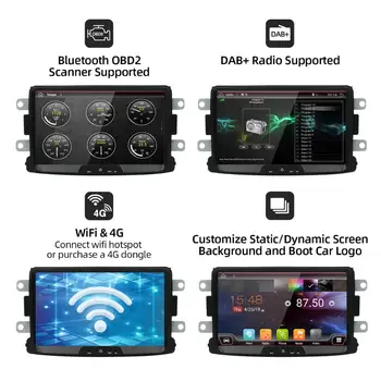 1 din Masina cu echipamentele de redare Multimedia Android 10 Radio Auto Audio Stereo Pentru Duster/Logan/Dacia/Sandero/Captur/Lada/X 2/Logan GPS Navi
