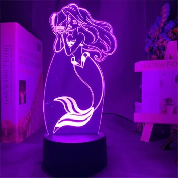 Disney Princess Cenusareasa 3D Lumina de Noapte LED Decor Dormitor Lampa de Copii Fata de Cadou de Crăciun Ariel, Belle, Jasmine, Rapunzel, Alice Lampara
