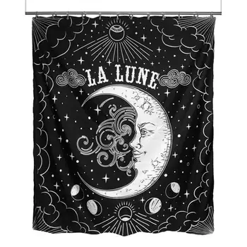 Rat Copilul La Lune Witchy Tarot Luna Duș Perdea Alb-Negru Din Poliester Impermeabil Tesatura Baie De Decorare