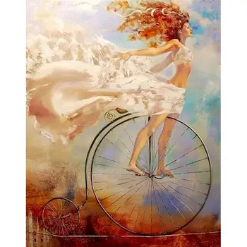 Cadru Bicicleta Fata de BRICOLAJ, Pictura De Numere Figura Handpainted Pictura in Ulei pe Panza de Colorat Decor de Perete