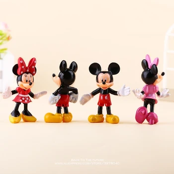 Disney Mickey Mouse Minnie 4buc/set 7.5 cm figurina Postura Anime Decor Colecție de Figurine model de Jucărie pentru copii cadouri