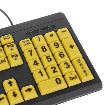 USB Wired Keyboard Mare și Negru Scrisoare de Imprimare Galben Tastaturi Buton Pentru persoane în Vârstă și Low Vision Tastatura