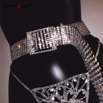 FestivalQueen de Lux 3,5 cm Acoperit Stras Curele Femei Sexy 2019 Diamond Party Club Cristal de Diamant Centura de Talie pentru Doamna