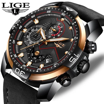 2019 Noi LIGE Design de Brand de Moda Ceasuri de Barbati din Piele-Sport Cronograf Cuarț Ceas Masculin Cadouri Ceas Relogio Masculino