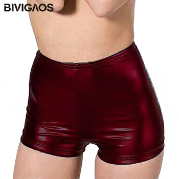 BIVIGAOS Fierbinte de Vânzare Femei Faux din Piele Strânse PU pantaloni Scurți Euramerican de Moda pantaloni Scurți de Înaltă Talie LUCRA Sexy pantaloni Scurti Femei