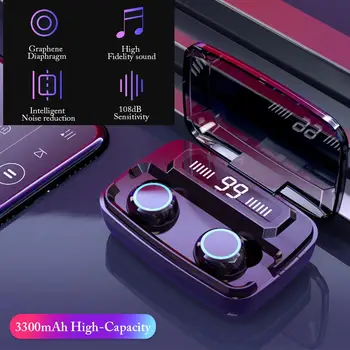 Wireless V5.0 Cască Bluetooth HD Stereo pentru Căști Sport rezistent la apa cu Cască Cu Microfon Dual si 3300mAh de Încărcare a Bateriei Caz