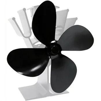 4 Blade Negru Șemineu Fan Frunze De Căldură Alimentat Soba Pe Lemne Ventilator Arzător De Lemn Semineu, Accesorii Pentru Ventilatoare Eficiente De Distribuție A Căldurii