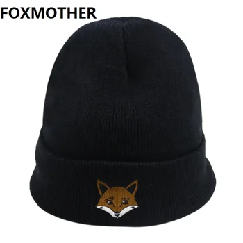 FOXMOTHER Animal Căciuli pentru Barbati Femei în aer liber Cald Tricotate Pălărie de Iarnă Fox Broderie Hip-hop Beanie Palarie Unisex Chelioși Căciuli