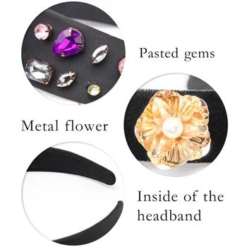 Accesorii de par stil Baroc Bijuterii Perla Bentita pentru Femei Fete Cristal Stras Ramă Elegantă de Catifea Satin Hairband Cerc Păr