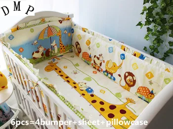 6PCS mediu-friendly de imprimare de Pat pentru Copii, pat de copil set de lenjerie de pat,îmbrăcăminte pentru copii Leagăn Protector (4bumpers+foaie+de pernă)