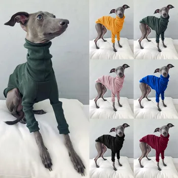 Iarna culoare solidă gât înalt filetate cu două picioare câine haine casual câine de companie haine simple, mici și mijlocii haine de câine