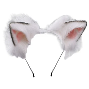 Blană Flexibil Bentita Cu Urechi De Pisică Drăguț Rafală De Pluș De Simulare De Animale Cosplay Cerc Păr Japoneze Kawaii Lolita Caciulita