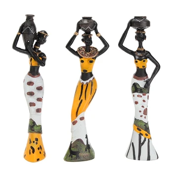 KiWarm Noi 3PCS Africane Doamna Cu Vaza Ornament Etnică Statuie Sculpturi Culturii Naționale Masă Figurina Decor Acasă Meserii Cadouri