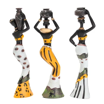 KiWarm Noi 3PCS Africane Doamna Cu Vaza Ornament Etnică Statuie Sculpturi Culturii Naționale Masă Figurina Decor Acasă Meserii Cadouri