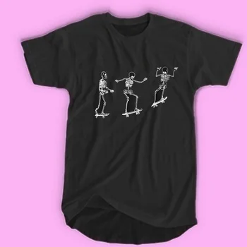 Femei de Moda de Epocă Schelete Skateboarding Negru T-Shirt Tumblr Moda Drăguț Amuzant Tee Hipsters Strada Camasa Stil Grunge