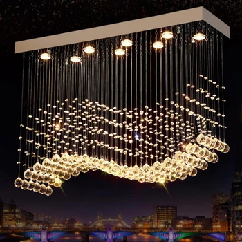 K9 Candelabre de Cristal LED Crom Terminat Val de Lumină Art Decor Modern Suspensie de Iluminat Hotel Villa Lampă de Agățat