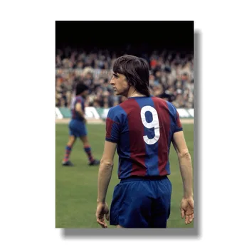 Johan Cruyff, Legenda Fotbalului Matase Arta Poster de Imprimare 36x48 Inch Olanda Star de Fotbal Imaginile Decor Cameră