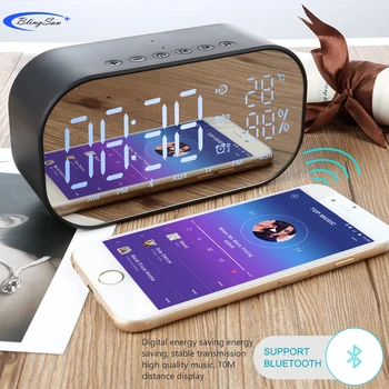 Oglinda portabil fără Fir Bluetooth Boxe Coloana Subwoofer Sunetul Muzicii Cutie CONDUS Timp Snooze Ceas cu Alarmă pentru Laptop Telefon