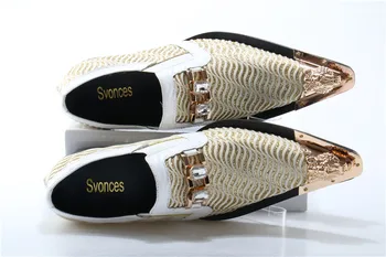 Moda Domn Dressing Pantofi De Metal A Subliniat Deget De La Picior Mozaic Crystal Designer De Nunta Petrecere Marca Personalizate Pantofi Bărbați Plus Dimensiune