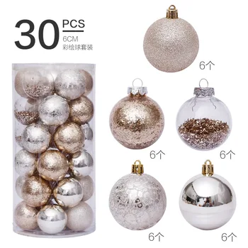 6cm/30 aur transparent Crăciun minge de set pom de Crăciun pandantiv