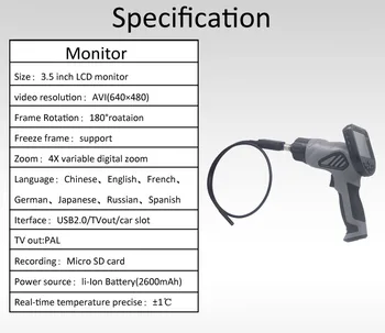 3.5 inch 8,5 mm 720P Dual Lentilă HD Hanhdeld Endoscop Camera de Inspecție 4X Zoom Portabil Borescope Vedere Laterală Otoscop