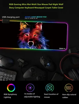RGB Gaming mouse Mat Multi Dimensiune Mouse Pad Noapte Wolf Poveste Tastatură de Calculator Mousepad Covor Capac de Masă