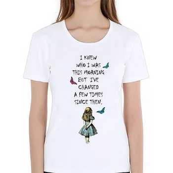 Alice În Țara Minunilor Citat Tricou De Vara Pentru Femei De Moda T-Shirt Fată Drăguță Topuri Casual Stilul Hip-Hop Cool Femeie Tees