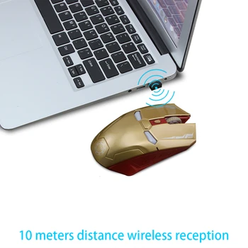 2.4 G Wireless Mouse-ul Iron Man Design Ergonomic Tăcut Mause 1600DPI Optice Liniștită USB Creative Șoareci Cu Mouse Pad Pentru Laptop PC