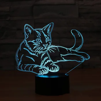 3D LED Lumina de Noapte Alertă Pisica cu 7 Culori deschise pentru Decorațiuni interioare Lampa de Vizualizare Uimitoare Iluzie cadou