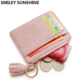 SMILEY SOARE Piele Nubuc Mini Ciucure pentru Femei Cartelei Drăguț de Credit, ID-ul Deținătorii de Card de Portofel Caz Schimba Poseta de Monede Breloc