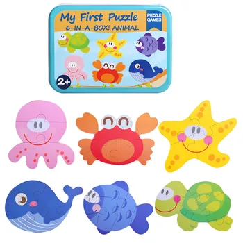Copii primul puzzle din Lemn Puzzle Jucărie Animale, Desene animate, Copii Puzzle-uri din Lemn Puzzle Jucării de Învățare pentru Copii verde și sănătoasă #4