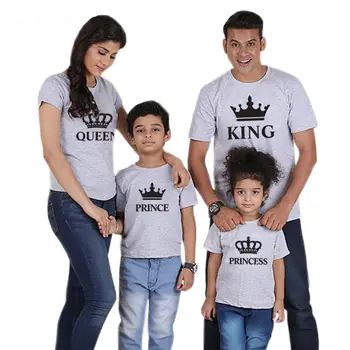 Tatăl, Mama, Fiul, Fiica Coroana tricou Familie de Potrivire Haine Haine Uite Tati, Mami Și cu Mine Copilul Rochie de Rege, Regina, Printesa