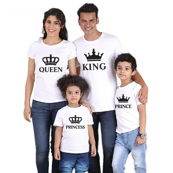 Tatăl, Mama, Fiul, Fiica Coroana tricou Familie de Potrivire Haine Haine Uite Tati, Mami Și cu Mine Copilul Rochie de Rege, Regina, Printesa