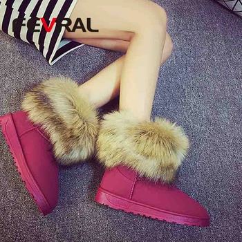 FEVRAL Femeie Ghete de Iarna Noi de Calitate de Moda de Culoare Doamnelor Cizme Glezna 2021 Impermeabil Pantofi Casual Femei Ține de Cald Cizme de Zăpadă