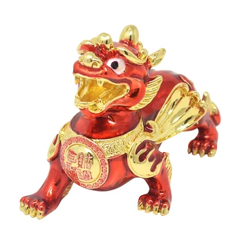 Cu Feng Shui Statuie Dragon Roșu Pi Yao / Pi Xiu / Brave Trupe / Kylin pentru Bogăție și Protecția Sculptura Decor de Birou Acasă W4371