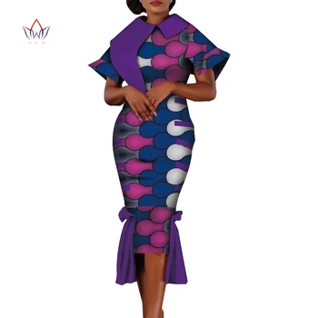 Femeile africane Îmbrăcăminte Dashiki Bazin Riche Multi Strat Rochie Tradițională de Imprimare Patchwork Rochie de Petrecere pentru Doamna Eleganta WY7549