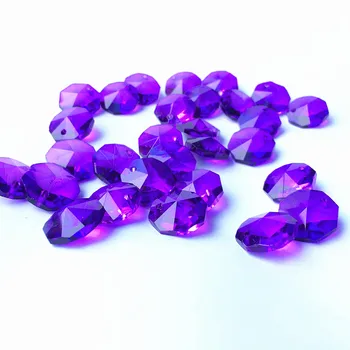Calitate de Top 100buc Violet Închis 14mm K9 Cristal Octogon Margele in 1 Găuri de Bricolaj Ghirlanda Fire Candelabru de Cristal Decor Acasă