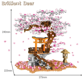 647/1167 PC-uri Cherry Blossom Peisaj Cărămizi Stil Japonez Sakura Copac City Street View Blocuri Jucarii Pentru Copii Prieteni