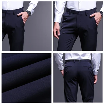 Noul Brand de Moda pentru Bărbați Pantaloni de Primăvară și de vară Drept Om de Afaceri Costum de Pantaloni Albastru Negru de Înaltă Calitate Casual Pantaloni Barbati