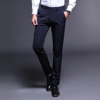 Noul Brand de Moda pentru Bărbați Pantaloni de Primăvară și de vară Drept Om de Afaceri Costum de Pantaloni Albastru Negru de Înaltă Calitate Casual Pantaloni Barbati