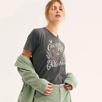 Jastie Epocă Graphic Tee Cămașă O-Gat Maneci Scurte Topuri de Vara Boho Chic Casual Femei Top 2020 Îmbrăcăminte de sex Feminin tricouri Blusa