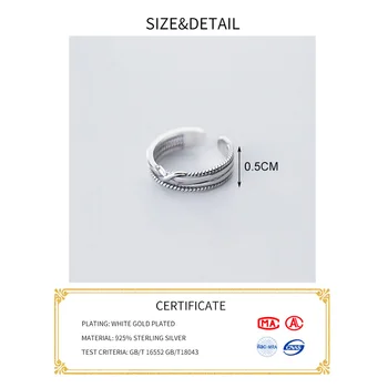 INZATT Real Argint 925 Vintage Geometrice Inel Reglabil Pentru Femei Partid Bijuterii Fine Minimalist Accesorii Cadou