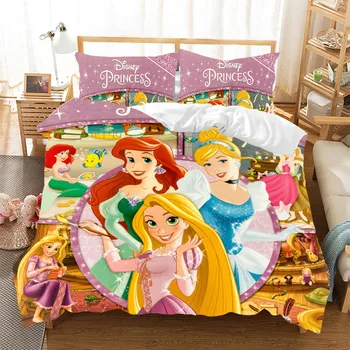 Disney frumoasa și ia Seturi de lenjerie de Pat Lenjerie de Pat pentru Copii Fete Gemene Regina King Plapuma fata de Perna Cuvertura de Acoperire