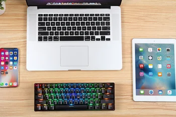 Cu fir de Jocuri Mecanice Tastatura Cu iluminare din spate 61 taste Albastru Roșu Comutator de Culoare RGB 2.4 G Wireless tastatura pentru Computer Desktop
