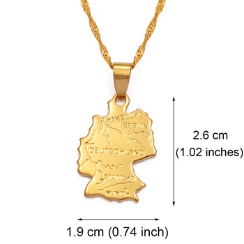 Anniyo harta deutschland colier cu pandantive 45cm/60cm lanț pentru femei de culoare de aur de bijuterii germania hartă germană #007710