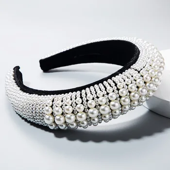 ZA 2020 Elegant Mare Simulare de Perle Cerc Păr Banda de Păr Benzile pentru Femei, articole pentru acoperirea capului Margele Perla Hairband Accesorii de Par