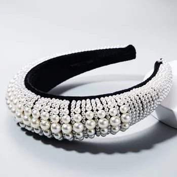 ZA 2020 Elegant Mare Simulare de Perle Cerc Păr Banda de Păr Benzile pentru Femei, articole pentru acoperirea capului Margele Perla Hairband Accesorii de Par