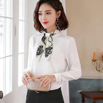 Femei De Moda New Spring Arc Șifon Cămașă Elegantă Formale Maneca Lunga Stand Guler De Afaceri Bluze Office Doamnelor Blaturi De Lucru